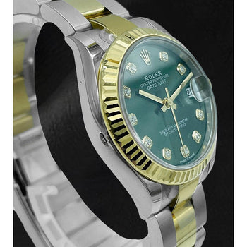 Rolex Lady Datejust 31mm Green Diamond Dial Gold Steel Watch