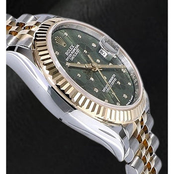 Rolex Lady Datejust 31mm Green Flower Motif Two Tone Watch