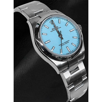 Rolex Lady Oyster Perpetual 31mm Turquoise Blue Luminous Dial Watch
