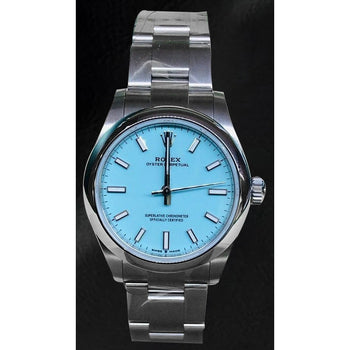 Rolex Lady Oyster Perpetual 31mm Turquoise Blue Luminous Dial Watch