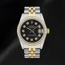 Rolex Mid Size Datejust Natural Earth Mined Diamond Watch Black Midsize Dial
