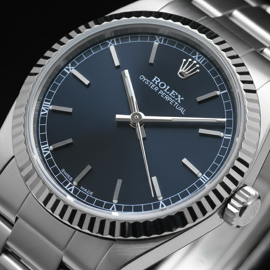 Rolex Oyster Perpetual Black Roman Dial Stainless Steel Men's Watch