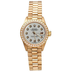 Rolex Presidential Style Ladies Watch White Diamond Dial Bezel