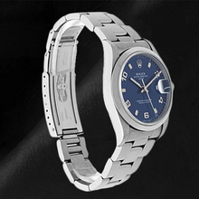 Rolex 15200 Oyster Perpetual Date Blue Arabic 34mm SS Watch