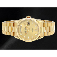 Rolex 18238 Day-Date 36mm Yellow Gold Champagne Diamond Dial Watch1