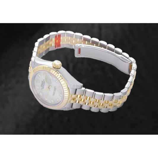 Brilliant Diamond Round Cut Rolex in Two Tone – front view