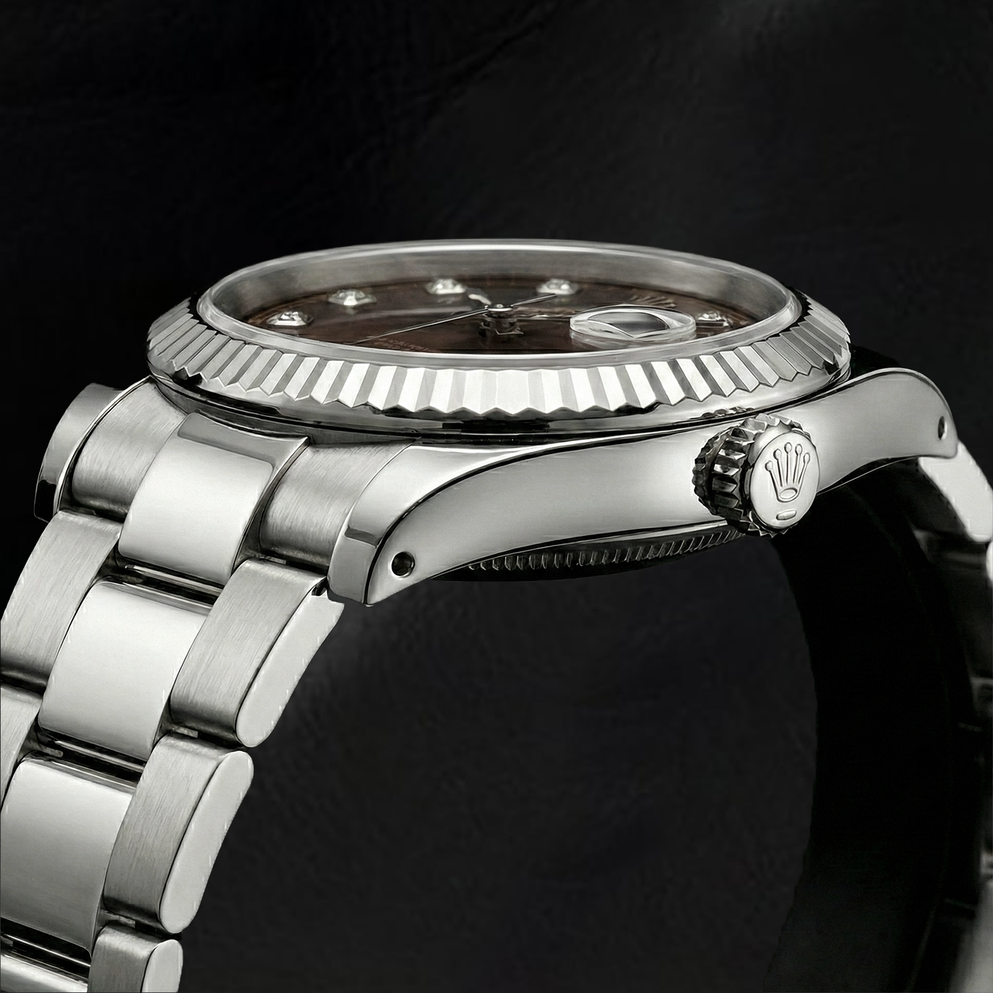 Rolex Stainless Steel with Diamond – front view