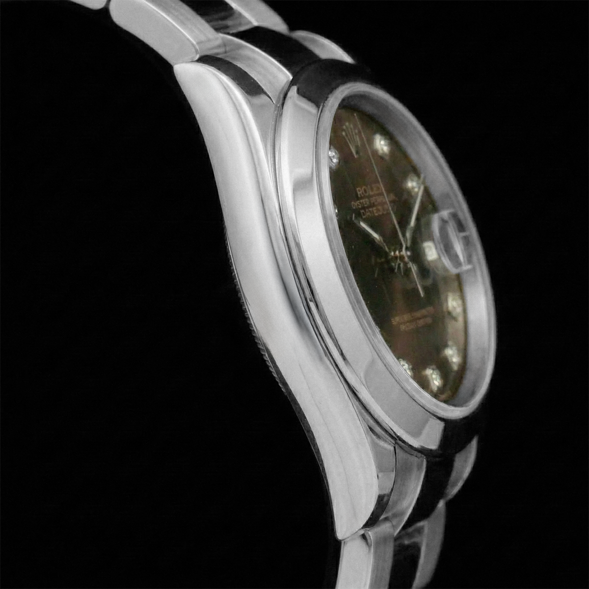 Rolex Stainless Steel with Fine Diamond – side view