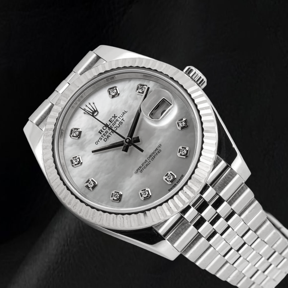 Rolex Datejust 41mm Mother of Pearl Diamond Dial Jubilee Bracelet Stainless Steel Watch