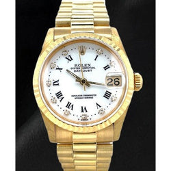Rolex 68278 Datejust 31mm White Roman Yellow Gold Watch