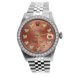 Rolex Salmon Diamond Dial Bezel Watch Stainless Steel Rolex Jubilee QUICK SET