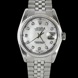 Rolex Date Just Men's Watch With Natural Earth Mined Diamond Hour Markers QUICK SET