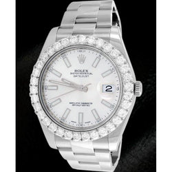 Rolex Date Just Two 41 Mm White Dial Men Watch Oyster Bracelet Ss