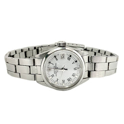 Rolex Date White Roman Stainless Steel 26 mm Ladies Watch