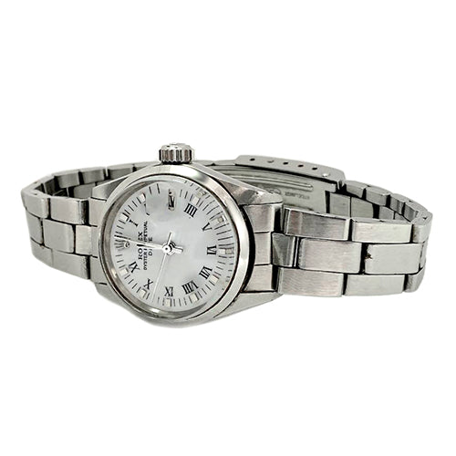 Rolex Date White Roman Stainless Steel 26 mm Ladies Watch