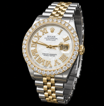 Rolex Datejust 16013 36mm White Mother of Pearl Roman Diamond Dial Two Tone Watch