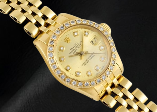 Rolex Datejust 26 mm Champagne Diamond Dial President Watch Yellow Gold