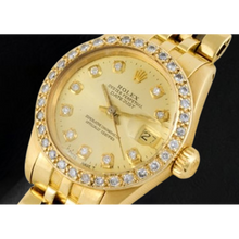 Rolex Datejust 26 mm Champagne Diamond Dial President Watch Yellow Gold