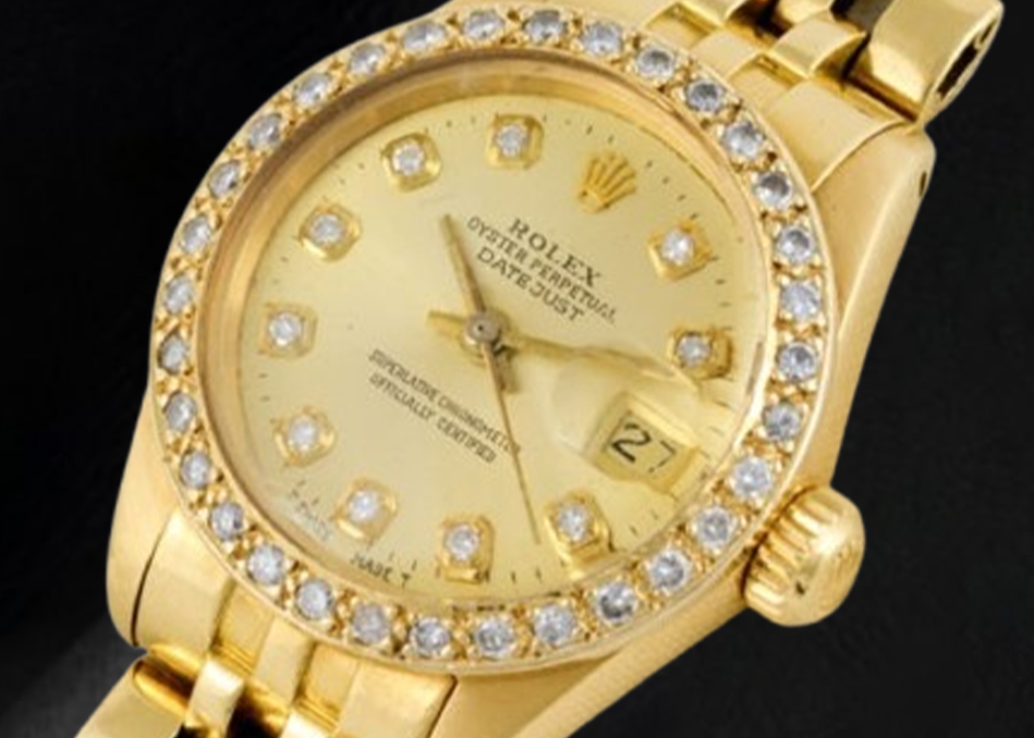 Rolex Datejust 26 mm Champagne Diamond Dial President Watch Yellow Gold