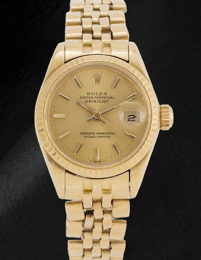 Rolex Datejust 26 mm Champagne Stick Dial Yellow Gold Ladies Watch