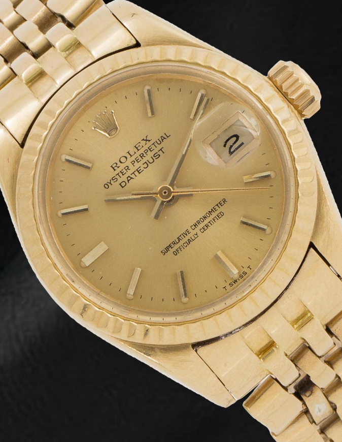 Rolex Datejust 26 mm Champagne Stick Dial Yellow Gold Ladies Watch