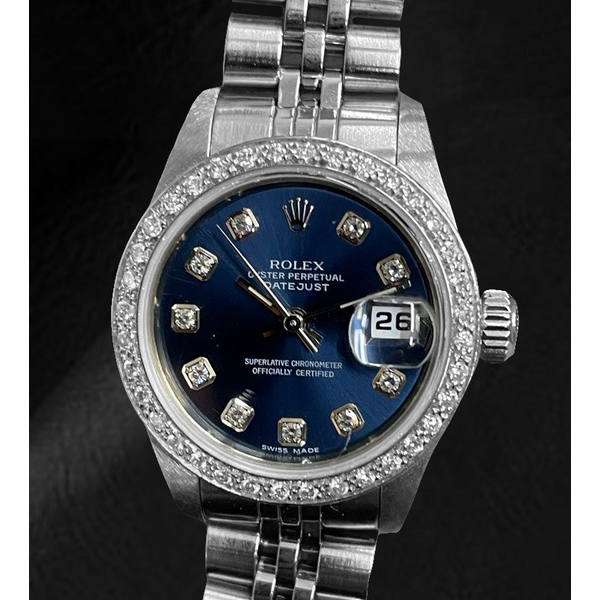 Rolex Datejust 26 mm Dark Blue Diamond Dial Stainless Steel Jubilee Bracelet Watch