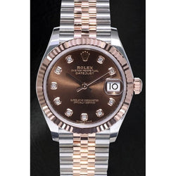 Rolex Datejust 31mm Brown Natural Earth Mined Diamond Gold and Steel Watch