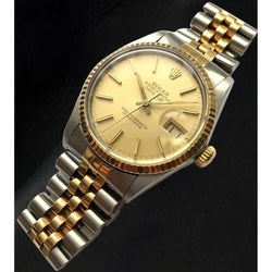 Rolex Datejust 36 mm Champagne Stick Dial Two Tone Men's Watch