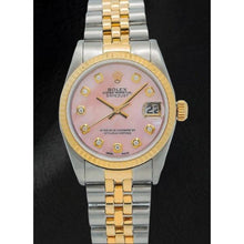 Rolex Datejust 36 mm Pink Mother of Pearl Diamond Dial Two Tone Watch