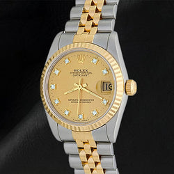 Rolex Datejust 68273 Champagne Natural Earth Mined Diamond Dial 31mm Two Tone Watch