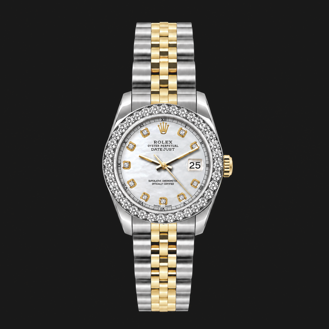 Rolex Datejust 6917 Lady 26mm White Mother Of Pearl Diamond Dial Two Tone Watch