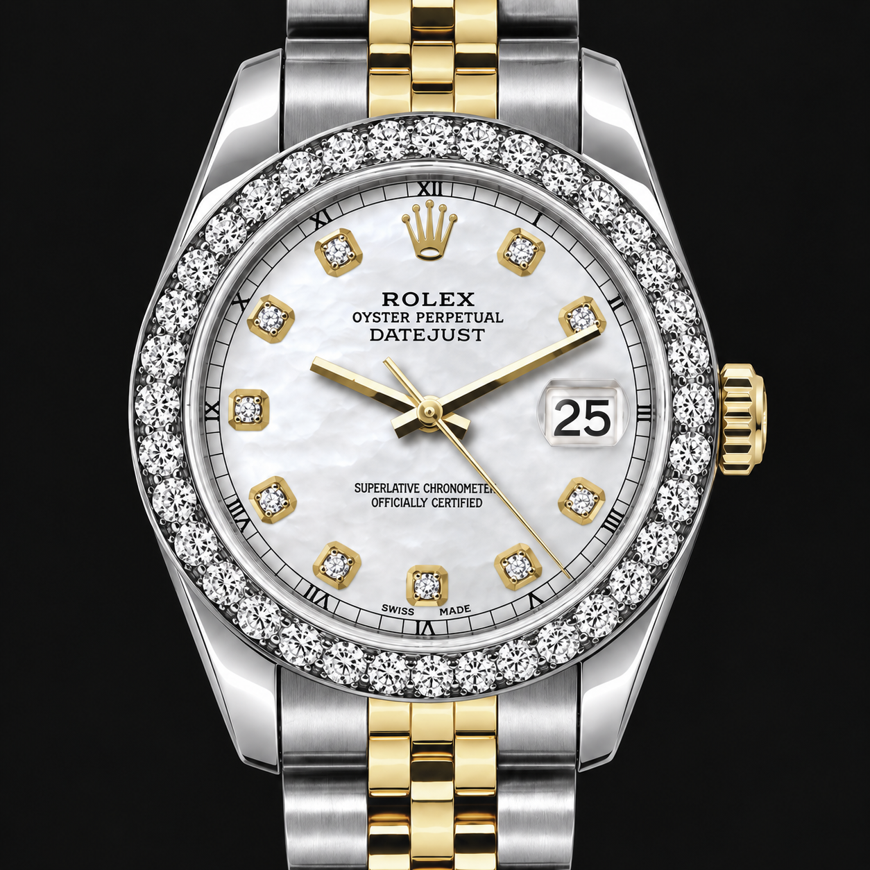 Rolex Datejust 6917 Lady 26mm White Mother Of Pearl Diamond Dial Two Tone Watch