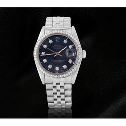 Rolex Datejust Blue Diamond Dial Bezel Watch Jubilee Bracelet Ss QUICK SET