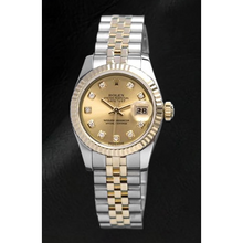 Rolex Datejust Champagne Diamond Dial Hidden Clasp Quick Set 26 mm Two Tone Watch
