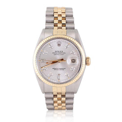 Rolex Datejust Diamond Dial Fluted Bezel Men Watch Two Tone Jubilee QUICK SET