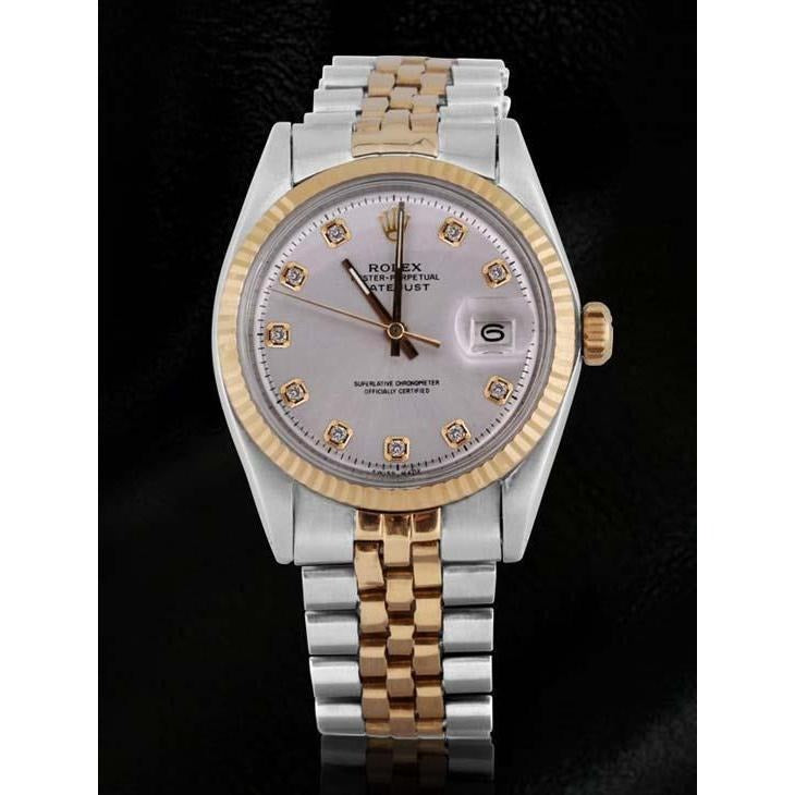 Gray Diamond Dial Fluted Bezel Men