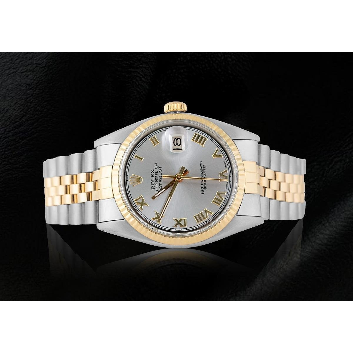 Gray Roman Dial Fluted Bezel Men Watch