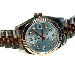 Rolex Datejust Ladies Watch Blue Diamond Dial Two Tone