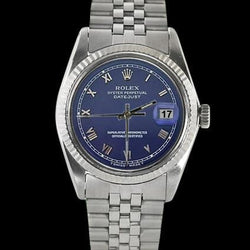 Rolex Datejust Men Watch Blue Roman Dial Fluted Bezel Ss Jubilee QUICK SET