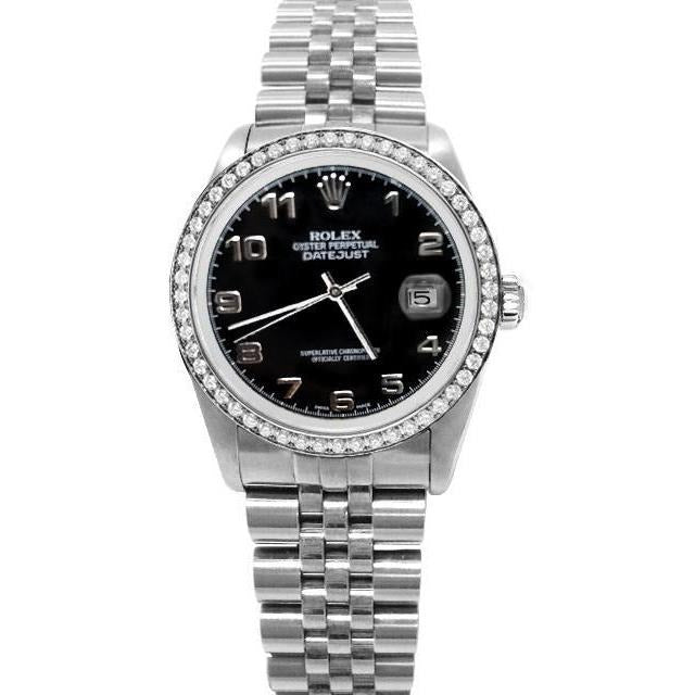 Jubile Black Arabic Dial Diamond Bezel
