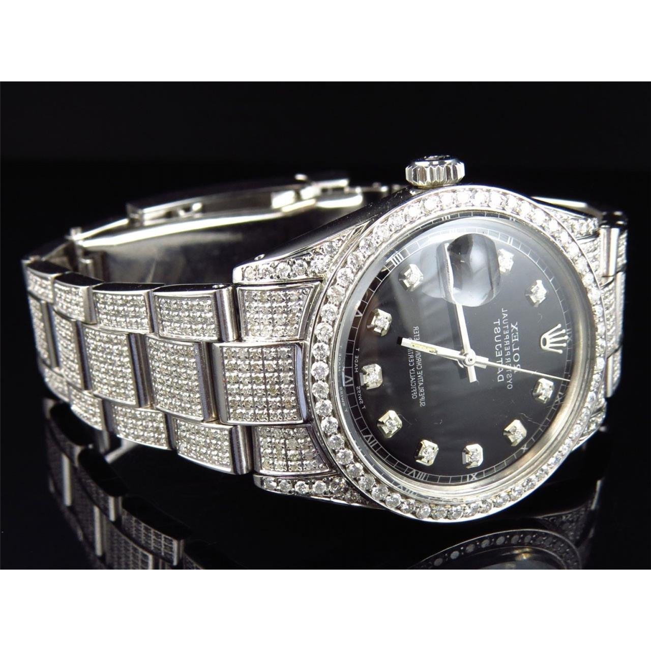 Mens Watch Black Diamond Dial