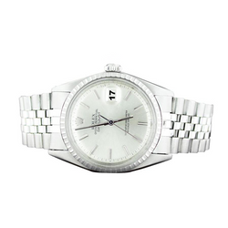 Rolex Datejust Silver Stick Dial Bezel Men Watch Stainless Steel