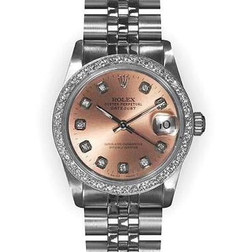 Midsize Rolex Pink Dial Stainless