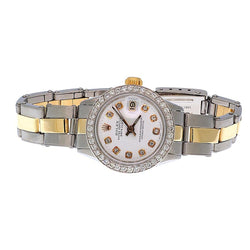 Rolex Datejust Two Tone Ladies Watch Natural Earth Mined Diamond Bezel