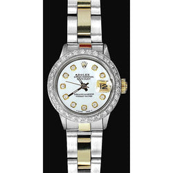 Rolex Datejust Two Tone Ladies Watch Natural Earth Mined Diamond Bezel