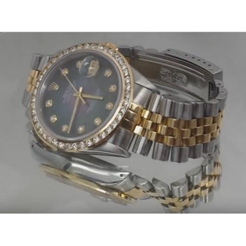 Rolex Datejust Watch 3.5 Carats Custom Diamond Bezel Two-Tone QUICK SET