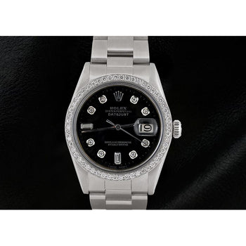 Rolex Datejust Watch Black Diamond Dial Stainless Steel Bracelet1