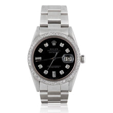 Rolex Datejust Watch Black Diamond Dial Stainless Steel Bracelet