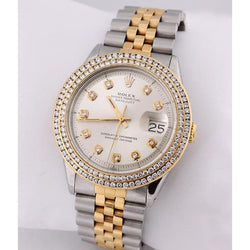 Rolex Datejust Watch Double Row Natural Earth Mined Diamond Bezel Date Just