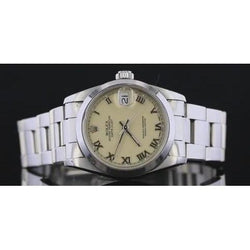 Rolex Datejust Watch Roman Dial Smooth Bezel Stainless Steel Midsize